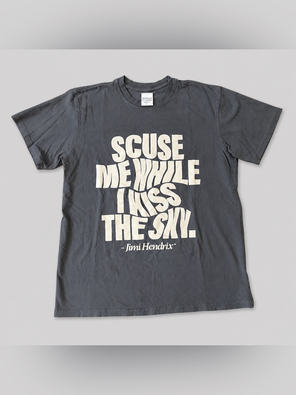 People of Leisure Jimi Hendrix Graphic Tee Gray “Kiss the Sky” Small